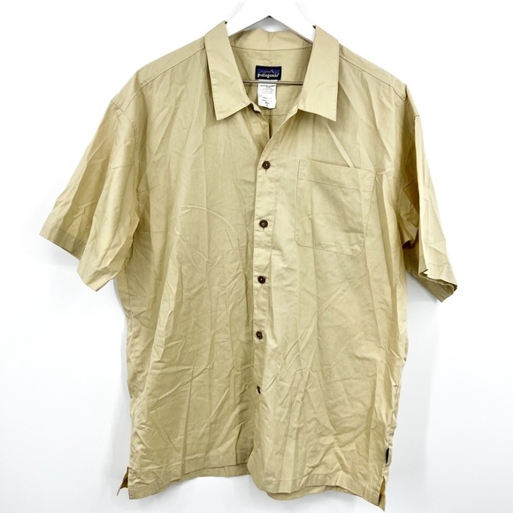 Patagonia Puckerware Button Up Shirt Khaki Sz Large L - Picture 1 of 5